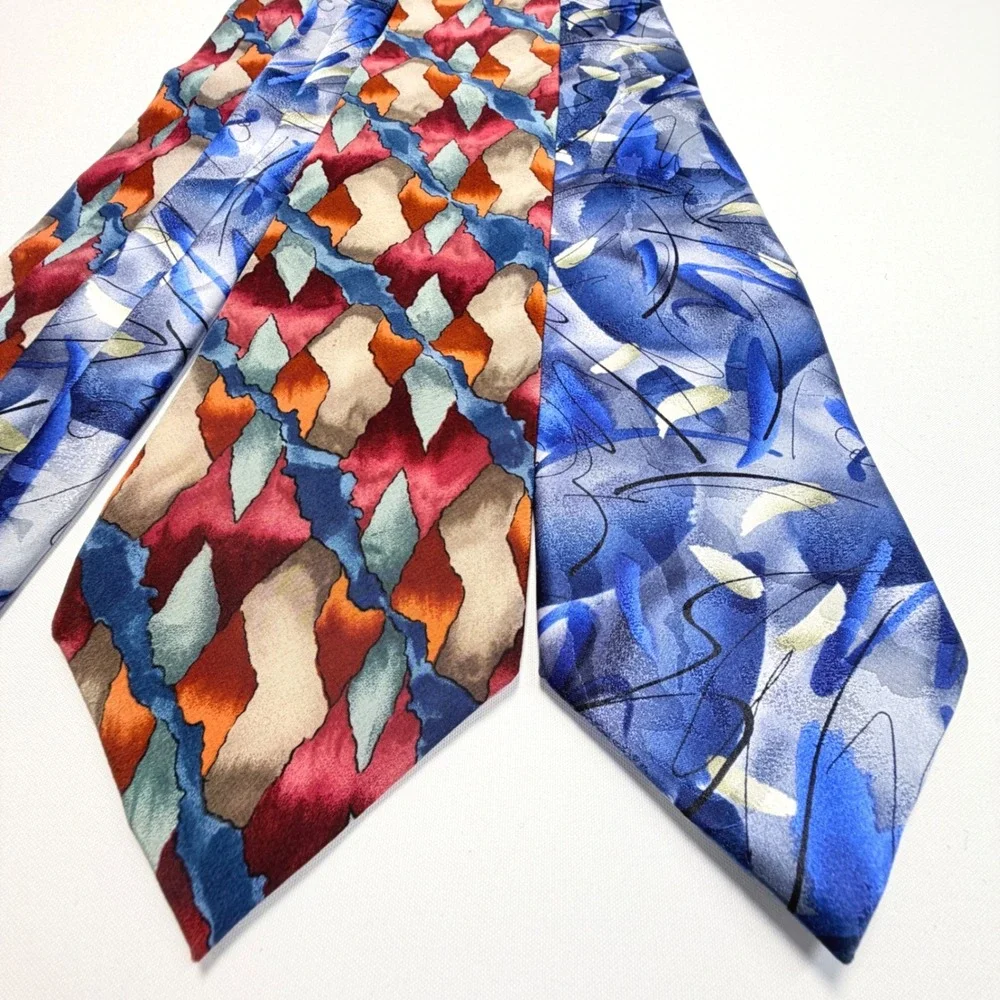 J Garcia Lot 2 Silk Ties Blue Abstract Art Jerry Garcia Wide Neckties
